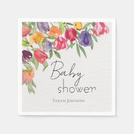 Cheerful Bouquet Tulips & Greenery Baby Shower Pappersservett
