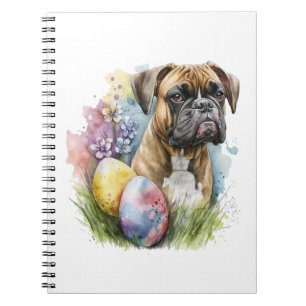 Cheerful Boxer Hund Påskägg, Glad påsk Boxer Anteckningsbok