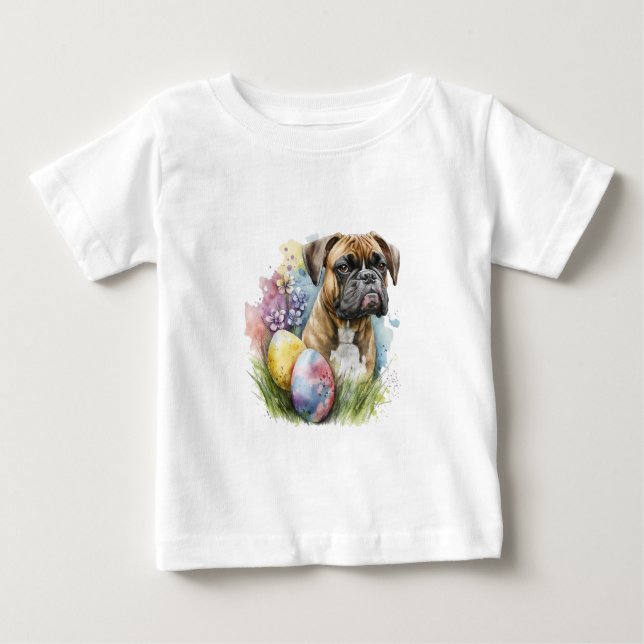 Cheerful Boxer Hund Påskägg, Glad påsk Boxer T Shirt (Framsida)
