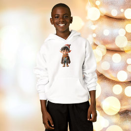 Cheerful Boy jul Elf Boy's Hoodie T Shirt
