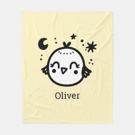 Cheerful Chick - Kawaii Bird Line Art" Fleecefilt