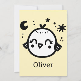 Cheerful Chick - Kawaii Bird Line Art" Inbjudningar