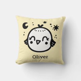 Cheerful Chick - Kawaii Bird Line Art" Kudde