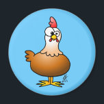 Cheerful Chicken Magnet<br><div class="desc">Kyckling på gården. Illustration från Ernest van Hout</div>