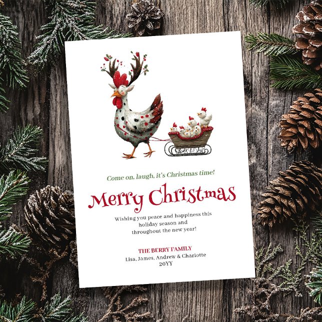 Cheerful Chickens Quirky Christmas Greeting Card Julkort (Cheerful Chickens Quirky Christmas Greeting Card)