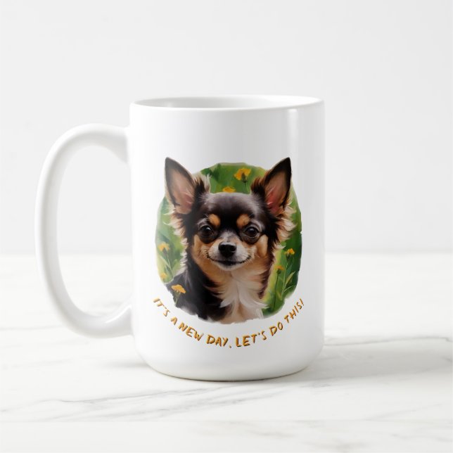 Cheerful Chihuahua Mugg för Bright Mornings (Vänster)