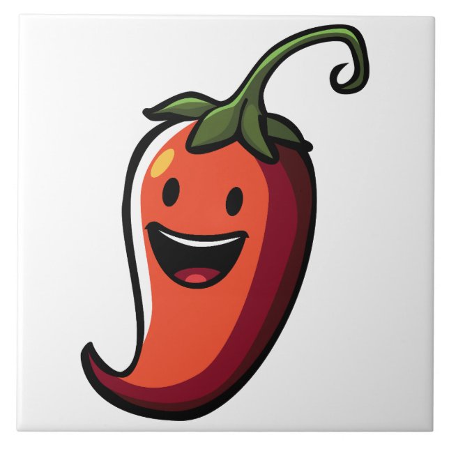 Cheerful Chili Pepper Kakelplatta (Framsidan)