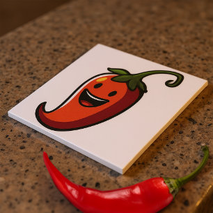 Cheerful Chili Pepper Kakelplatta