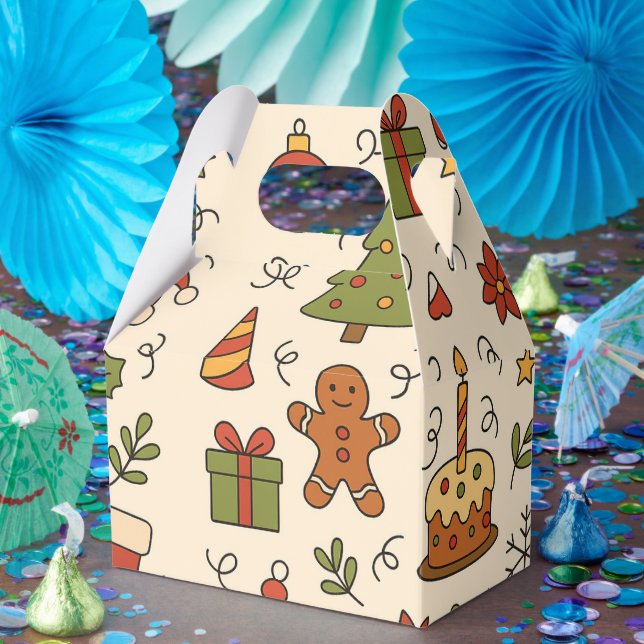 Cheerful Christmas Doodle Pattern Presentaskar (Part)