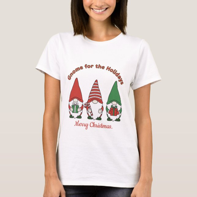 Cheerful Christmas Gnomes T Shirt (Framsida)