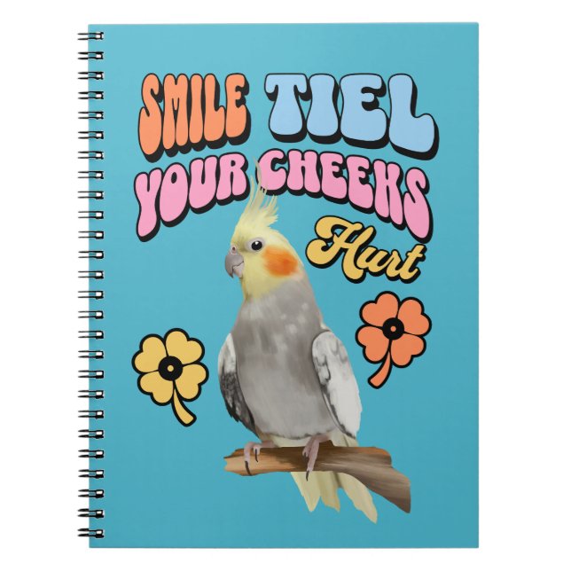 Cheerful Cockatiel Parrot Anteckningsbok (Framsidan)