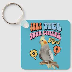 Cheerful Cockatiel Parrot Nyckelring