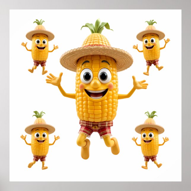 Cheerful Corn Characters Celebrating Life Poster (Framsidan)