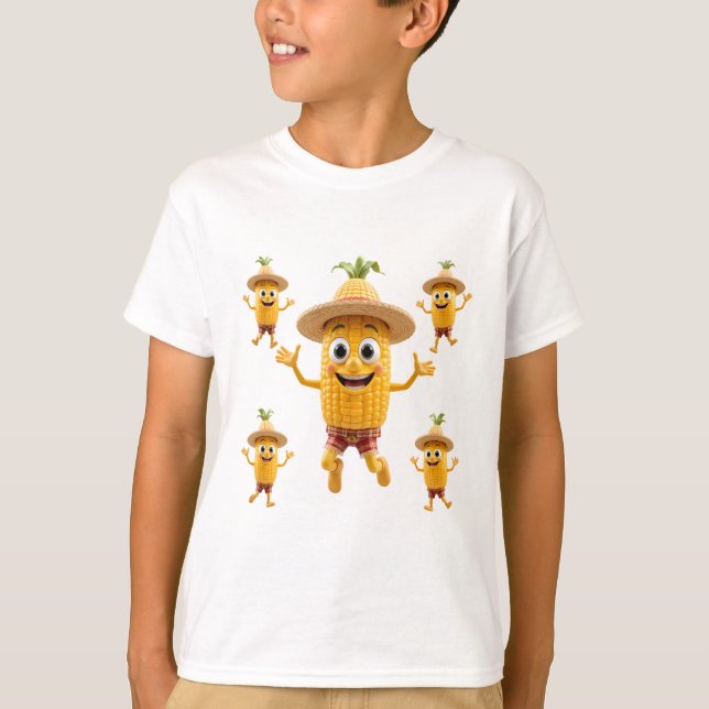  Cheerful Corn Characters Celebrating Life T Shirt (Framsida)