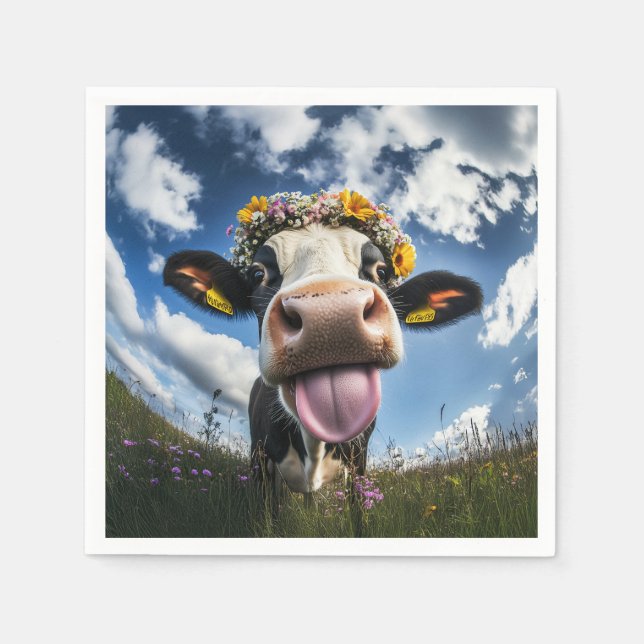 Cheerful Cow i Bloom Pappersservett (Framsidan)