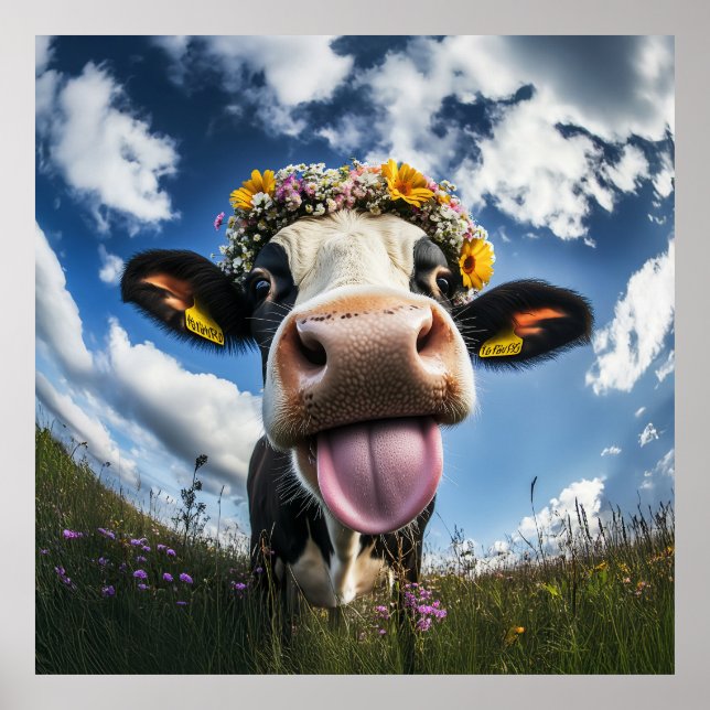 Cheerful Cow i Bloom Poster (Framsidan)