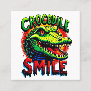 "Cheerful Crokodile Smile - Roligt and Whimsical Fyrkantigt Visitkort