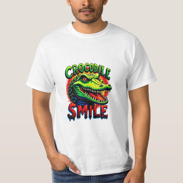 "Cheerful Crokodile Smile - Roligt and Whimsical T Shirt (Framsida)