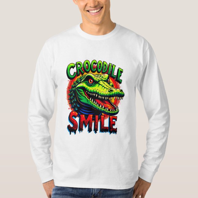 "Cheerful Crokodile Smile - Roligt and Whimsical T Shirt (Framsida)