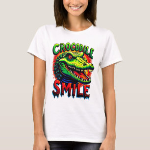 "Cheerful Crokodile Smile - Roligt and Whimsical T Shirt