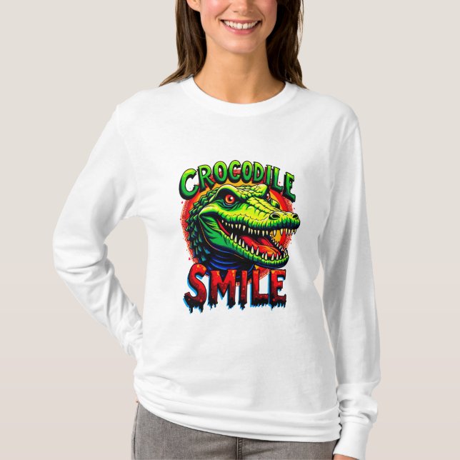 "Cheerful Crokodile Smile - Roligt and Whimsical T Shirt (Framsida)