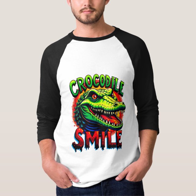 "Cheerful Crokodile Smile - Roligt and Whimsical T Shirt (Framsida)