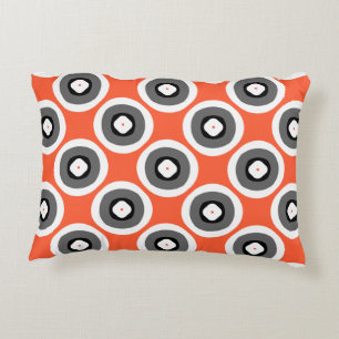 Cheerful Cute Bright Coral Black White Prydnadskudde