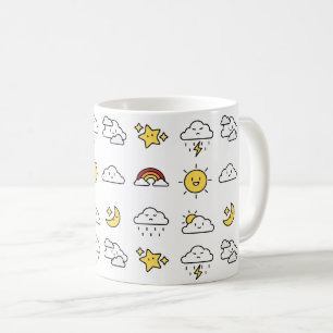 Cheerful Cute Weather Icon Mönster Kaffemugg