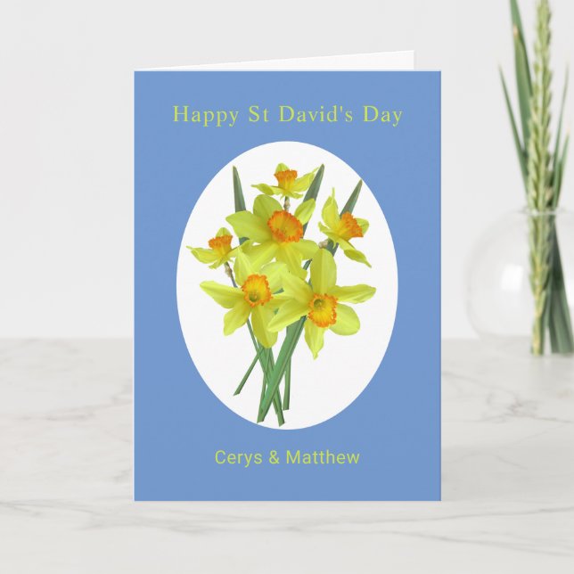 Cheerful Daffodils St David's Day Personlig Kort (Framsida)