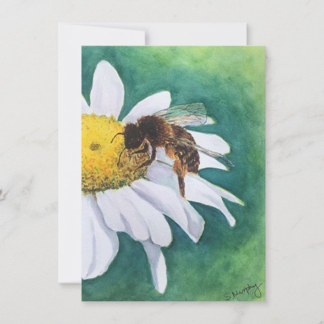 Cheerful daisy and bee blank card inbjudningar (Framsida)
