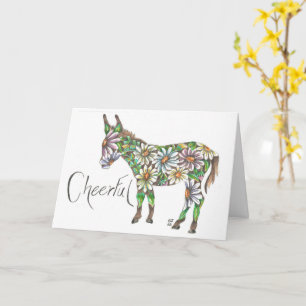 Cheerful Daisy Donkey by Sherry Jarvis Foled Car Kort