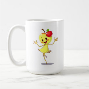Cheerful Dancing Apple Tecknade figurer Kaffemugg