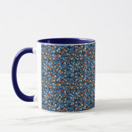 Cheerful Ditsy Wildblomme Skriv ut Indigo Blue Mug Mugg