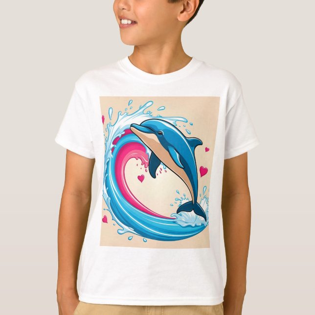 Cheerful Dolphin Mamma T Shirt (Framsida)