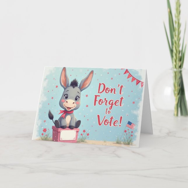  Cheerful Donkey Vote Reminder Kort (Framsida)
