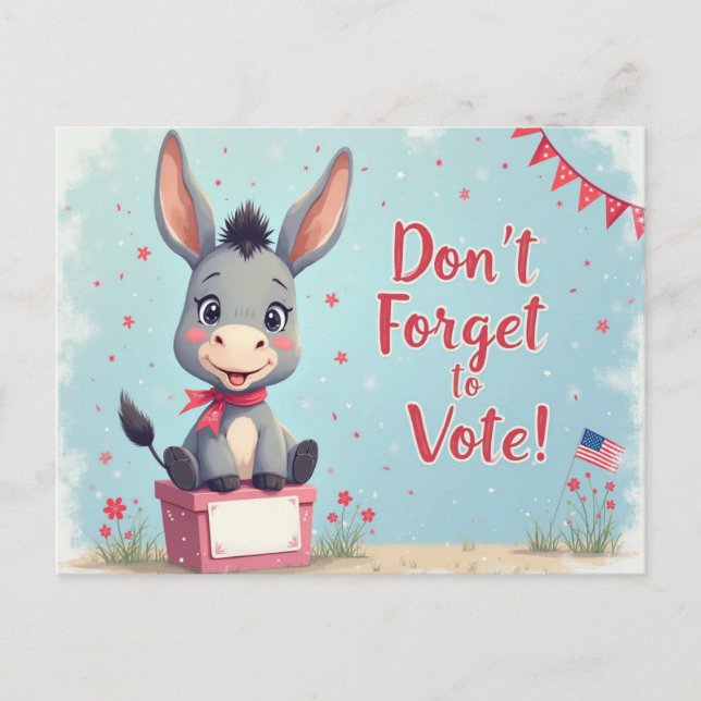 Cheerful Donkey Vote Reminder Vykort (Framsida)