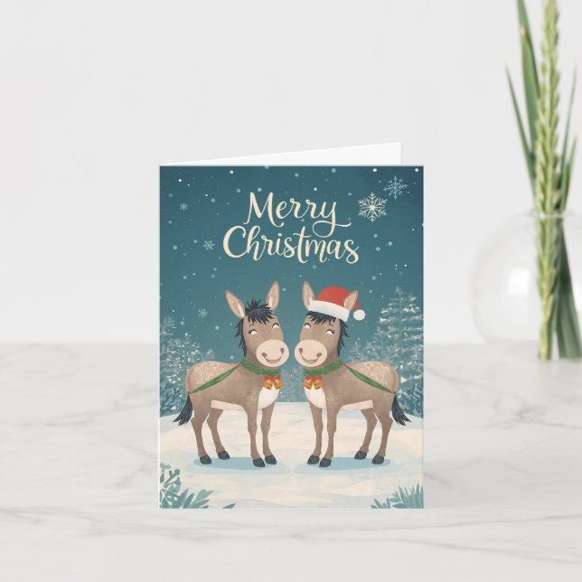 Cheerful Donkeys Christmas Card Helgkort (Framsida)