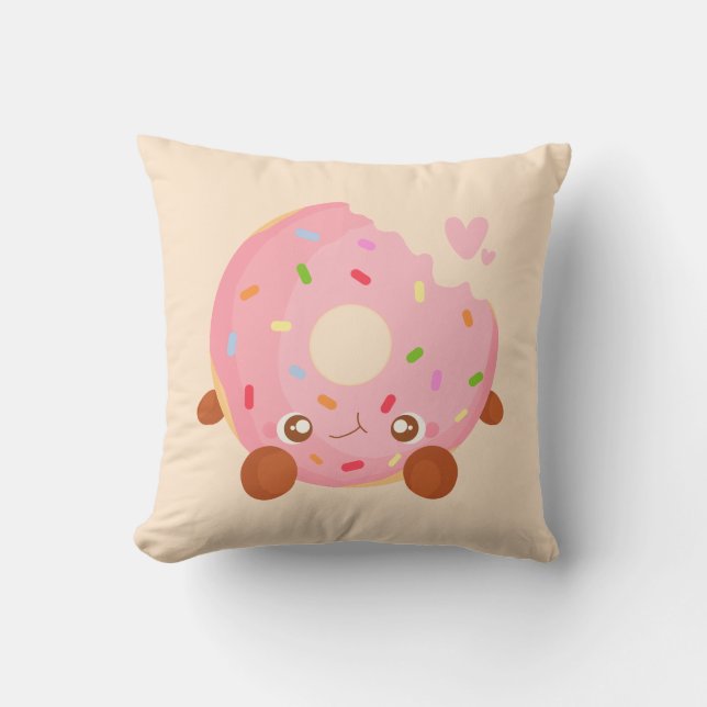 Cheerful Donut With Sprinkles Kudde (Framsida)