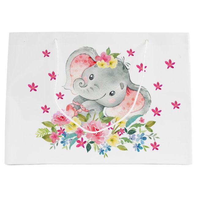 Cheerful Elephant Baby Shower-påse (Framsidan)