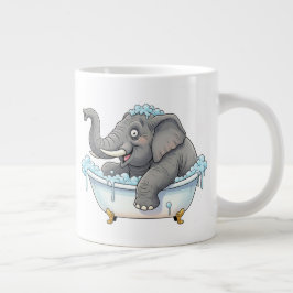 Cheerful Elephant som tar en bubble Bath Jumbo Mugg