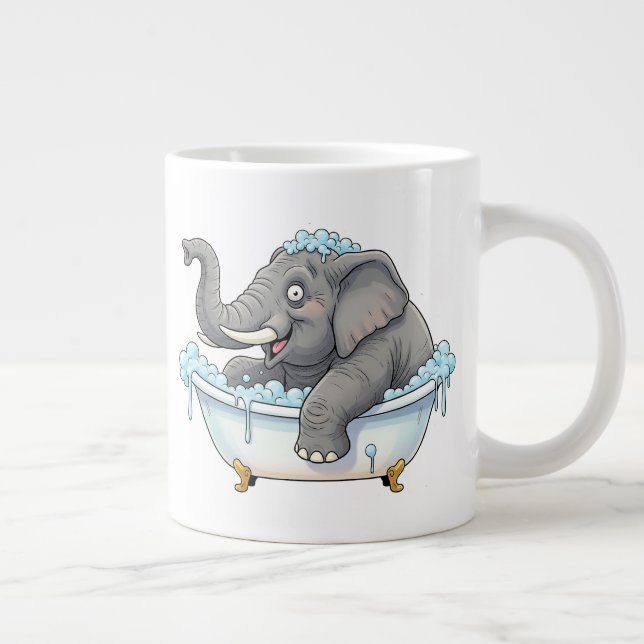 Cheerful Elephant som tar en bubble Bath Jumbo Mugg (Höger)