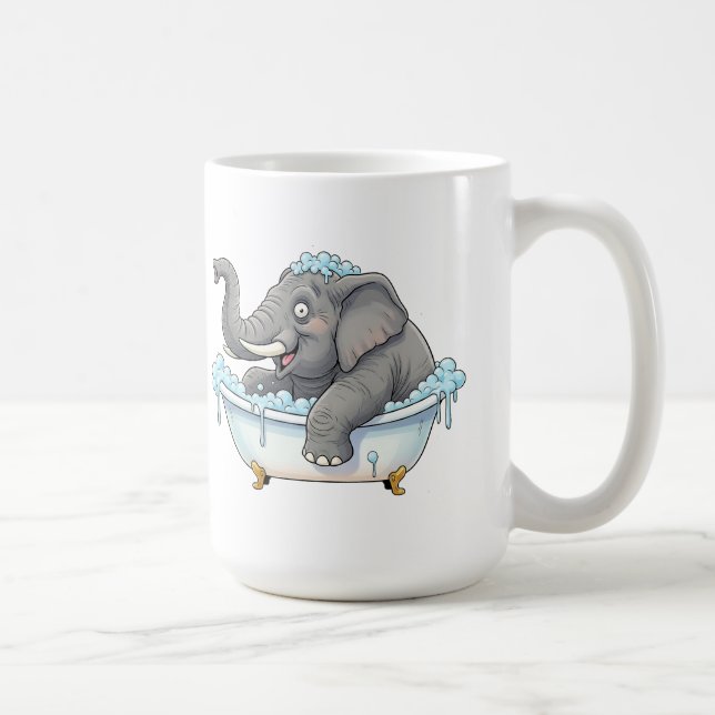 Cheerful Elephant som tar en bubble Bath Kaffemugg (Höger)