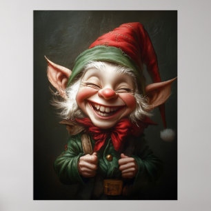 Cheerful Elf med Big Laugh Poster