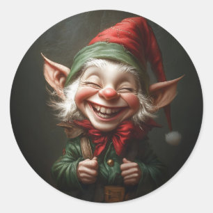 Cheerful Elf med Big Laugh Runt Klistermärke