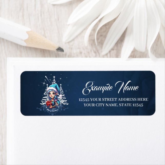 Cheerful Elf Returadress Etikett (Insitu)