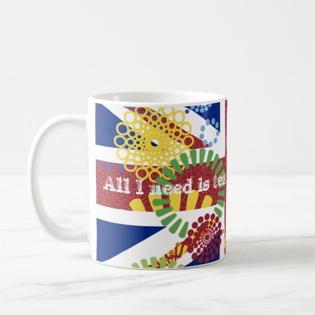 Cheerful England British Need Tea Flagga Union Jac Kaffemugg (Vänster)