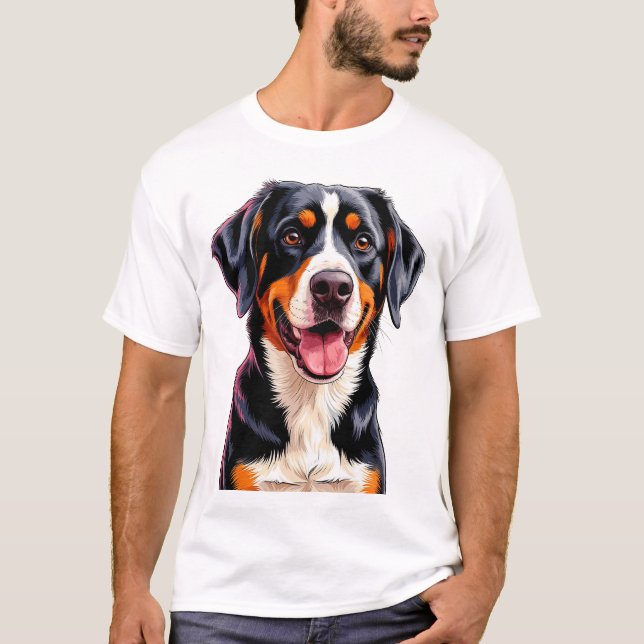 Cheerful Entlebucher Mountain Dog T Shirt (Framsida)