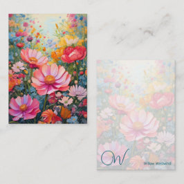 Cheerful Fantasy Flower Rosa Garden Monogram Anteckningskort