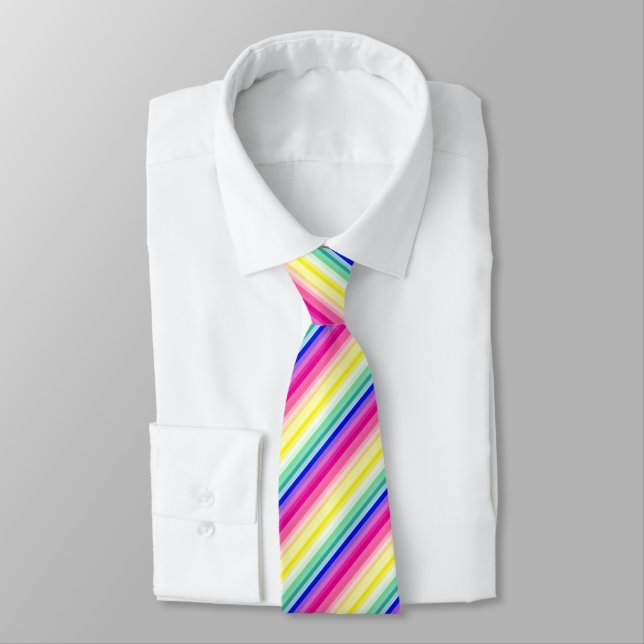 Cheerful Färg Rand Mönster Slips (Bunden)