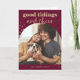 Cheerful Faux Guld | En fotopatbåge jul Helgkort